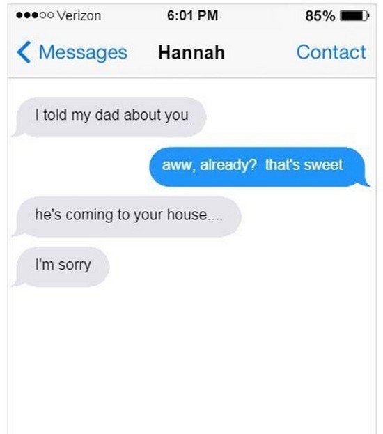 dad coming text