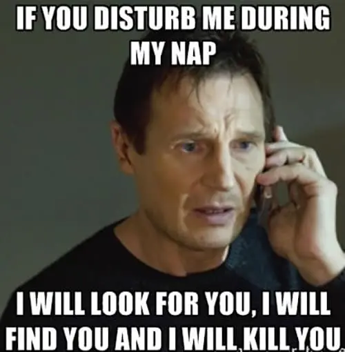 liam neeson on the phone with text disturb me during my nap find you kill you tired meme
