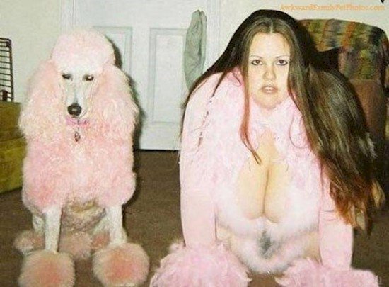 poodle woman pink