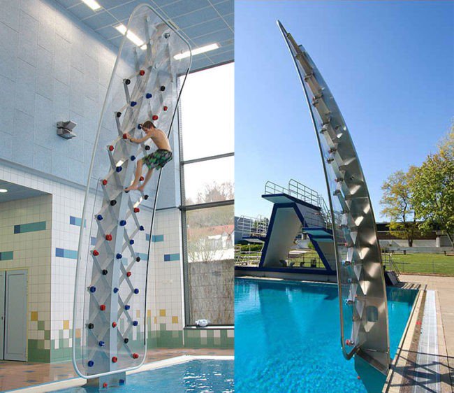 pool climbing wall