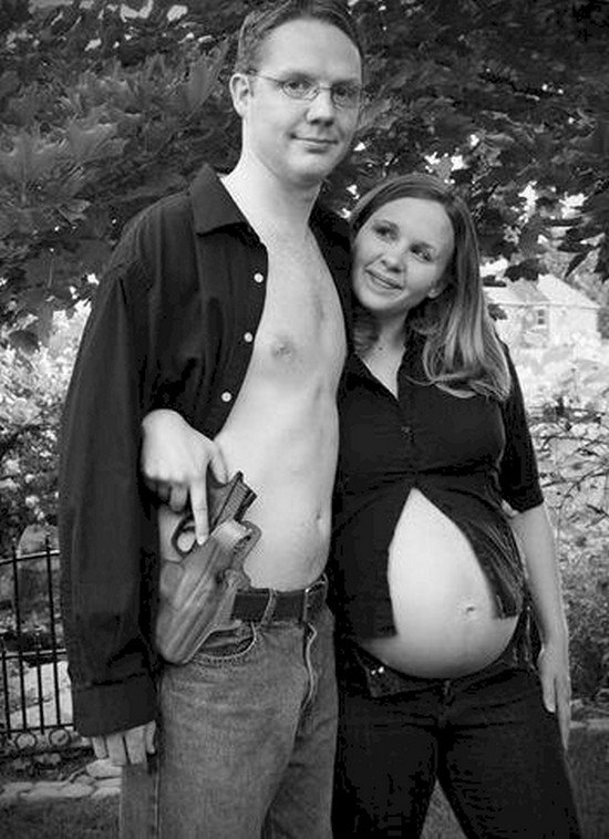 pregnant girl guy gun