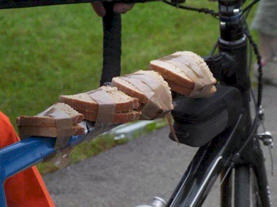 sandwiches taped bike