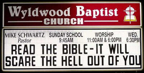 scare bible sign