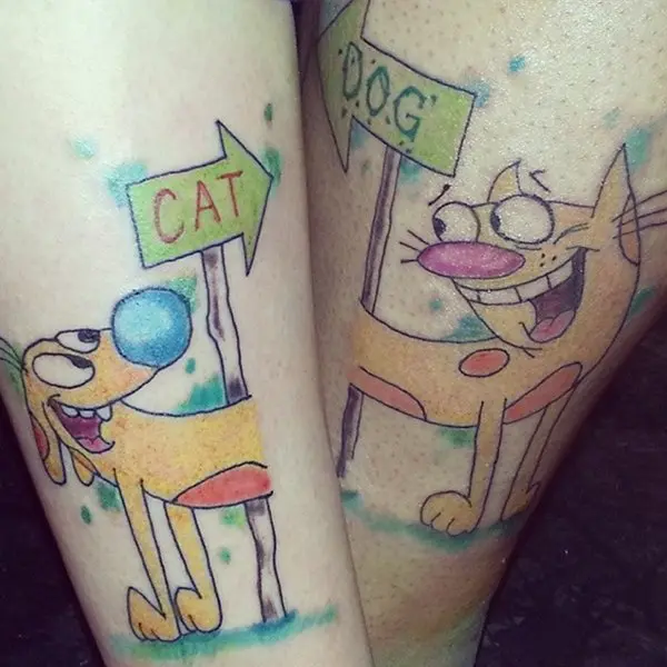 sister-tattoo-ideas-cat-dog
