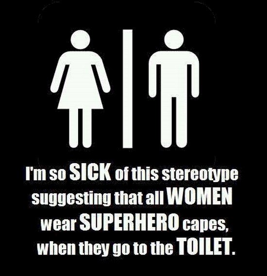 superhero toilet sign