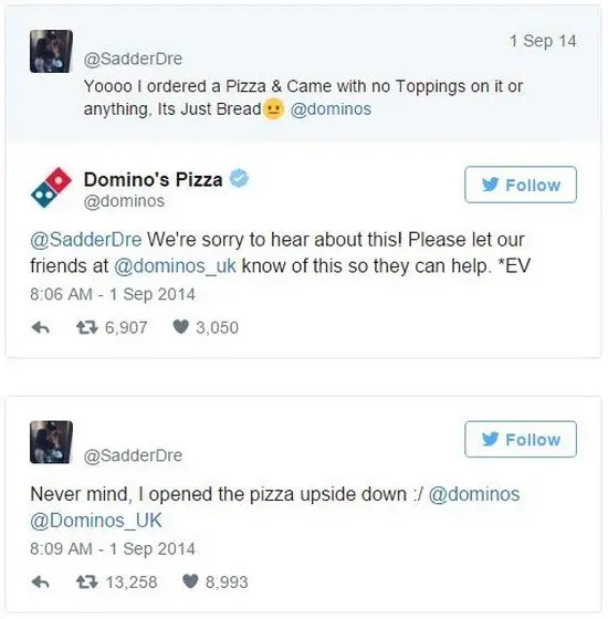 upside down pizza complaint