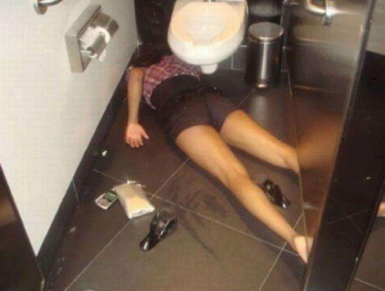 woman face down toilet