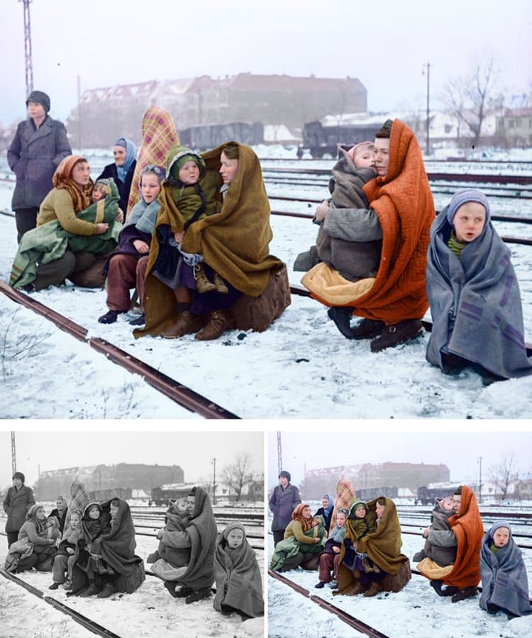 colorized-black-and-white-historic-photos-refugees