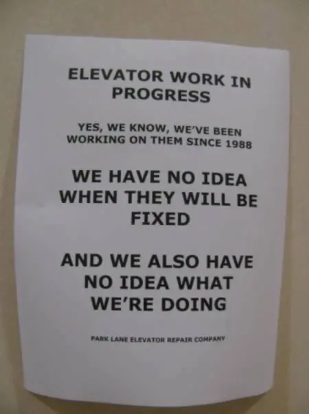 elevator sign