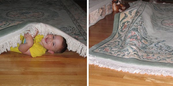 شقاوة اطفال Kids-bad-at-hide-and-seek-under-rug