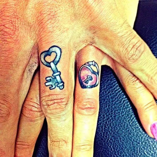 lock key tattoo rings