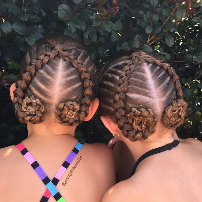 twin bun braids