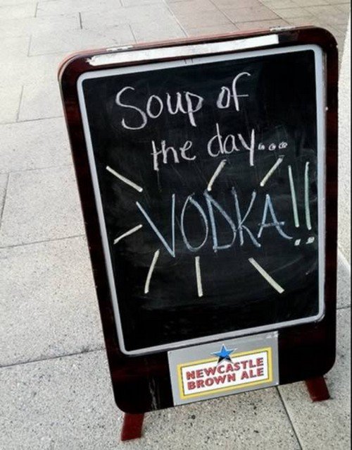 vodka soup sign