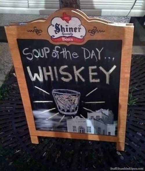 whiskey soup sign