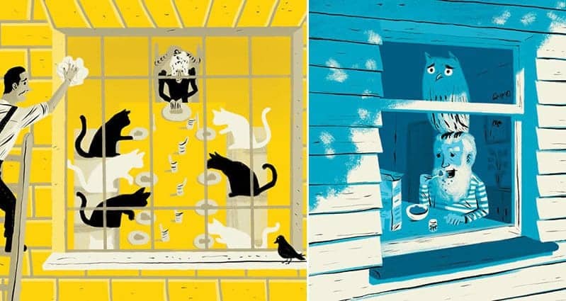 Illustrations Strange Scenes Spotted Through Windows