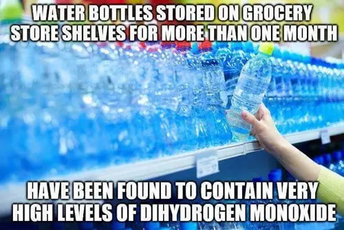 water bottles on shelves