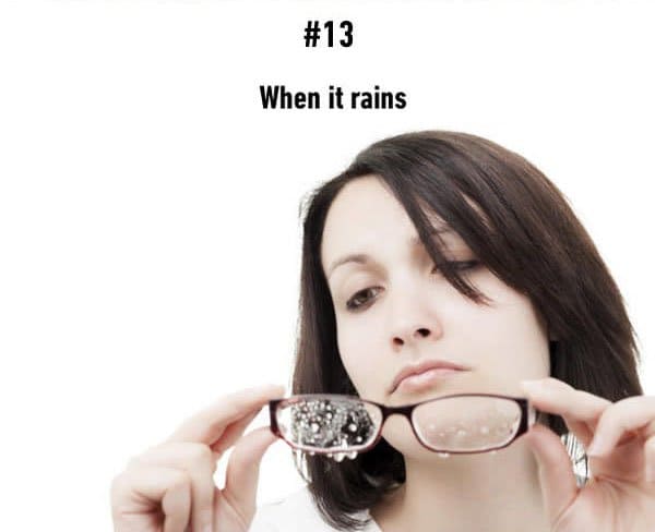 wet glasses in rain