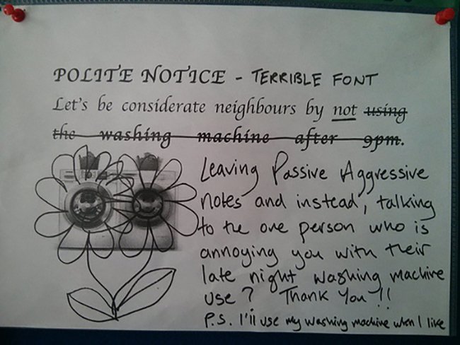 passive agressive notes polite notice