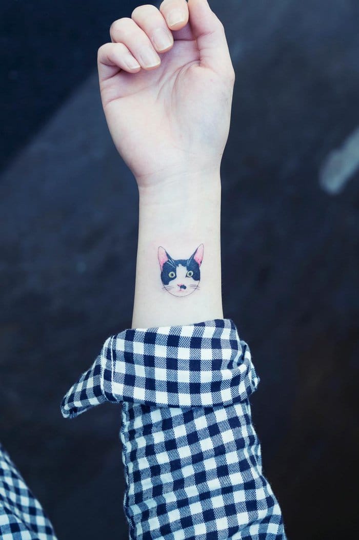 wrist tattoo cat