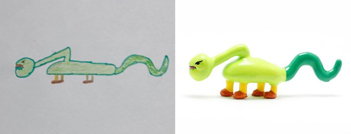 childrens-drawings-into-figurines-lizard