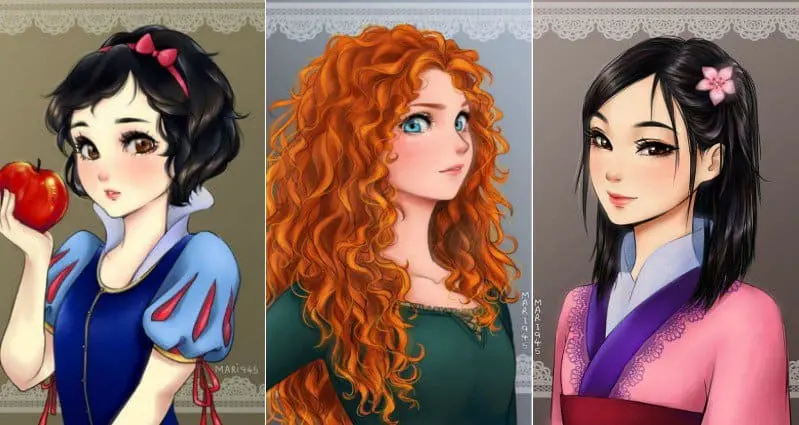 14 Female Disney Characters Drawn In Anime Style