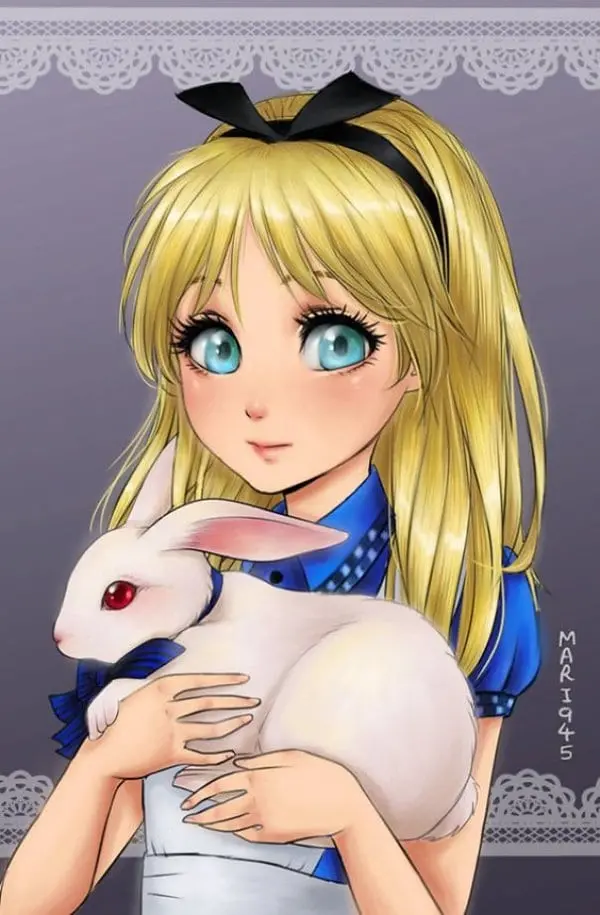 female-disney-characters-anime-alice-white-rabbit