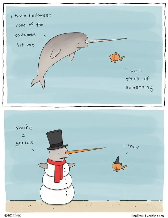 halloween-animal-comics-liz-climo-narwhal-snow-man