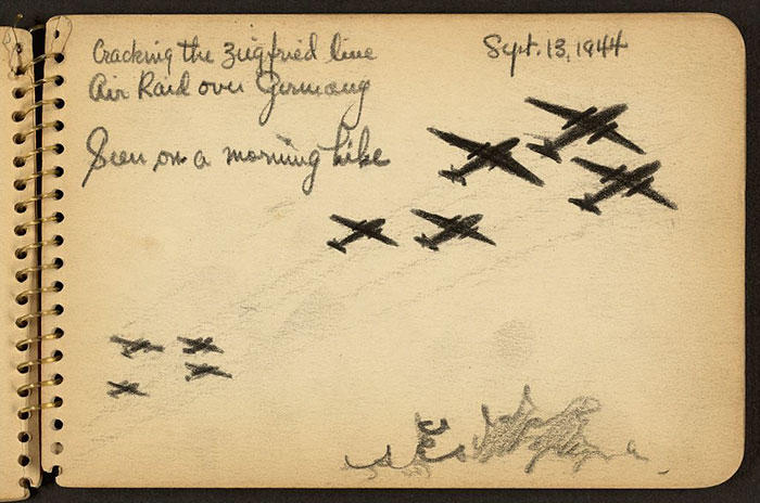 air-raid-over-germany-wwii-sketch