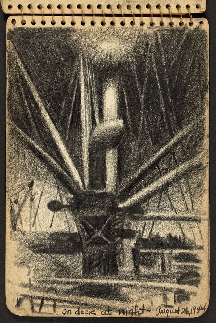 apparatus-on-ship-at-night-wwii-sketch