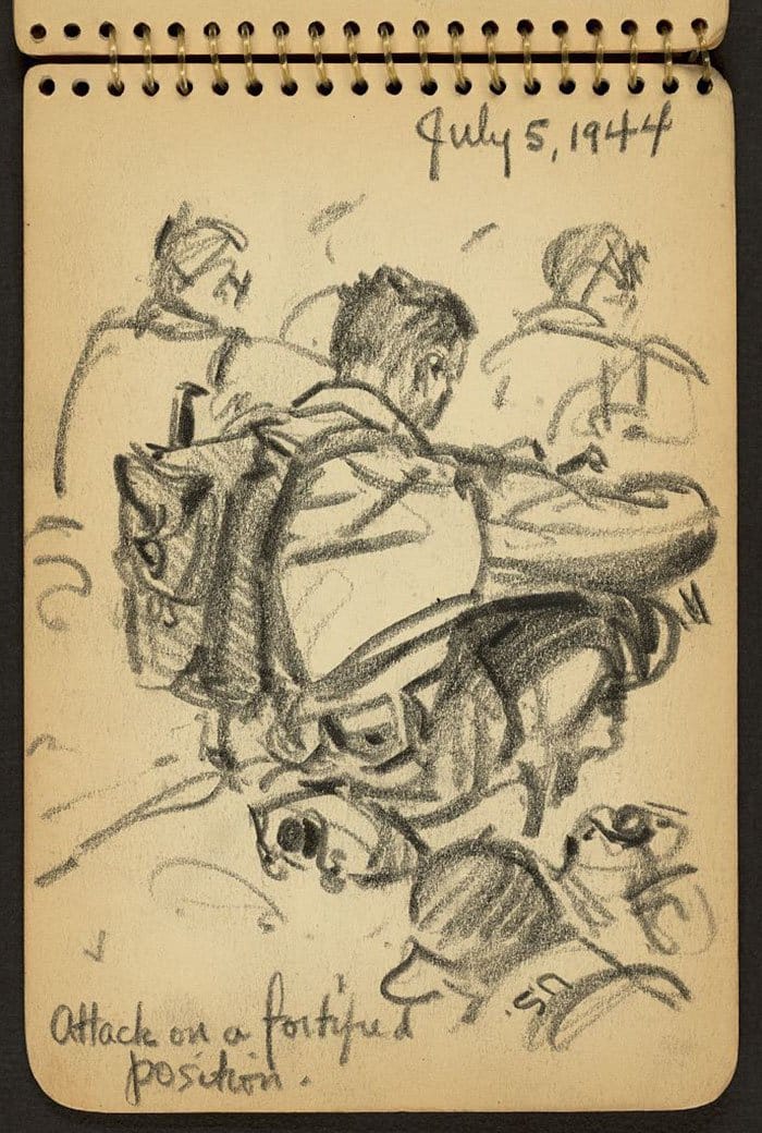 attack-on-a-fortified-posistion-wwii-sketch