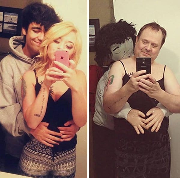 dad-trolling-daughter-selfie-being-hugged-by-a-boy