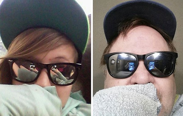 dad-trolling-daughter-selfie-hat-and-sunglasses