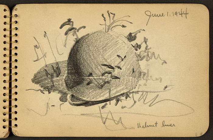 helmet-liner-on-ground-wwii-sketch