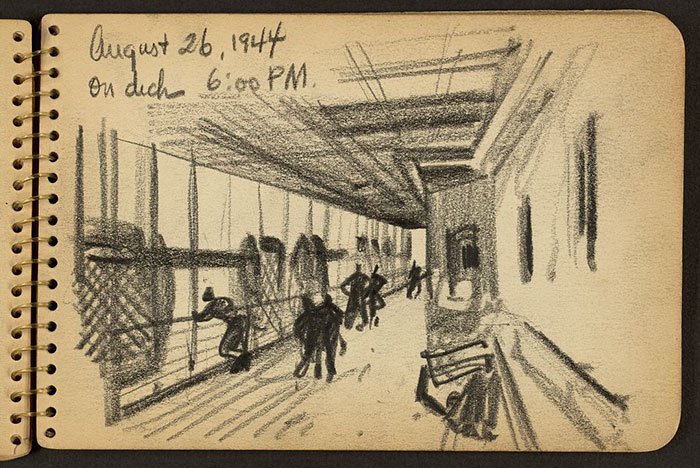 lifeboat-on-deck-of-ship-wwii-sketch