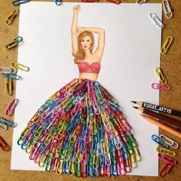 14 Incredible Sketches Showing Dresses Made From Everyday
