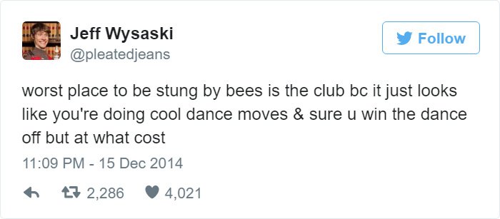 bee-sting-dance-off-jeff-wysaski-tweet