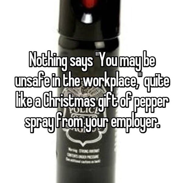 awkward christmas pepper spray employer