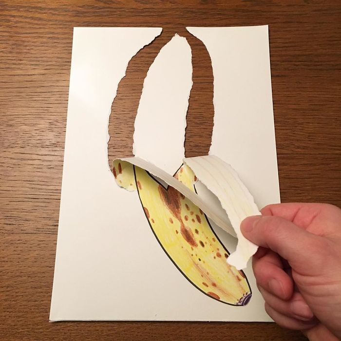 banana-peel-3d-paper-art-huskmitnavn