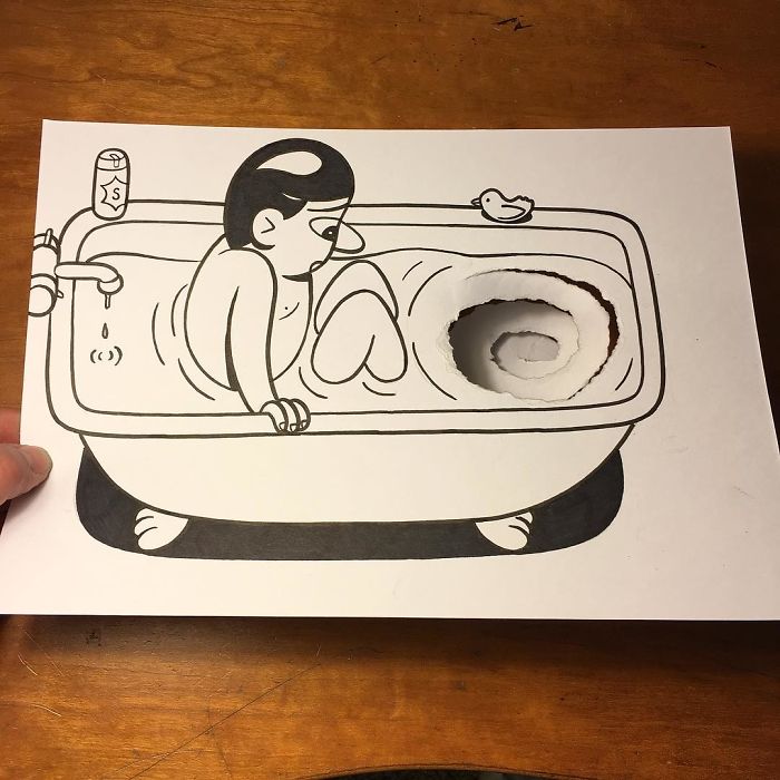 bath-tub-3d-paper-art-huskmitnavn