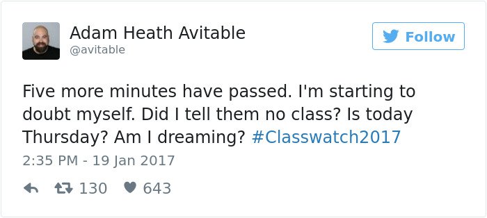 five more minutes has passed professor tweet