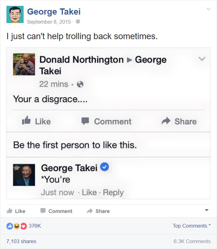 funny-george-takei-comebacks grammar correct