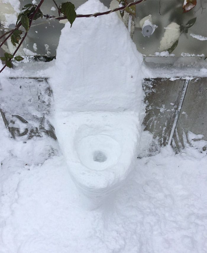 japan snow sculpture toilet