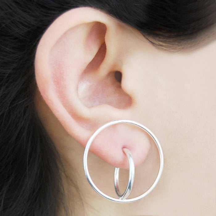 minimalist-earrings-geometric-circle within a cirle