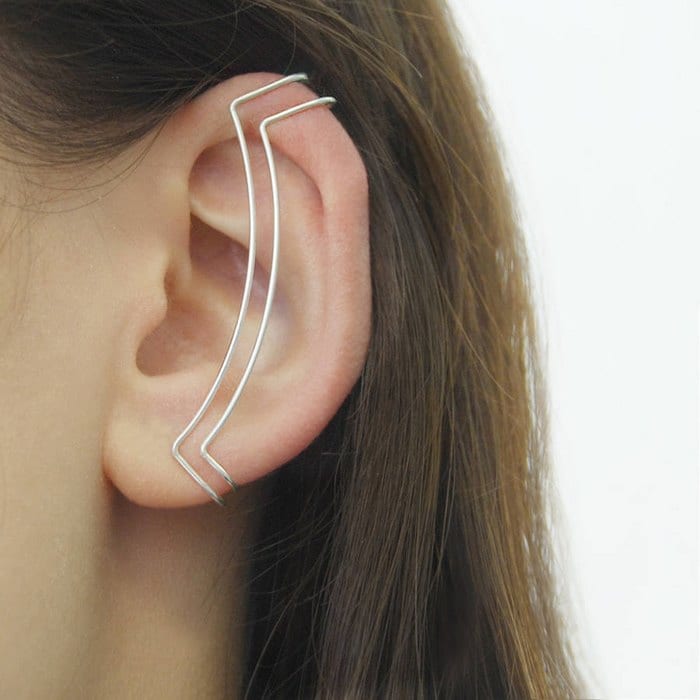 minimalist-earrings-geometric-double line cuff