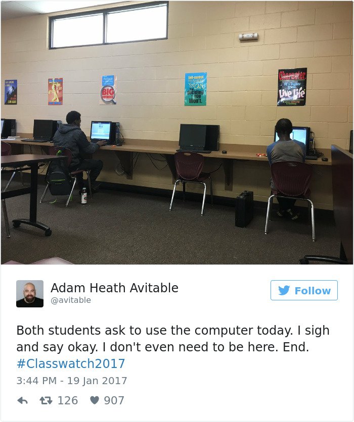 professor tweet ask to use computer