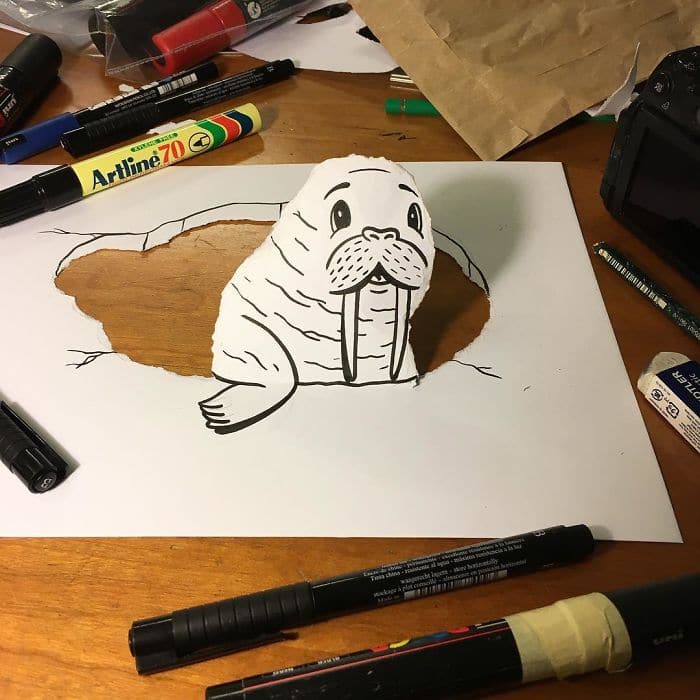 walrus-3d-paper-art-huskmitnavn