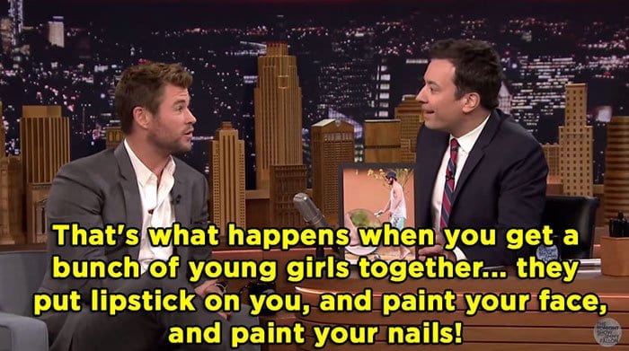 chris hemsworth best dad girls make up