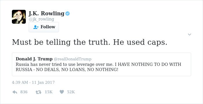 funny-jk-rowling-twitter-comebacks russia donald trump tweet