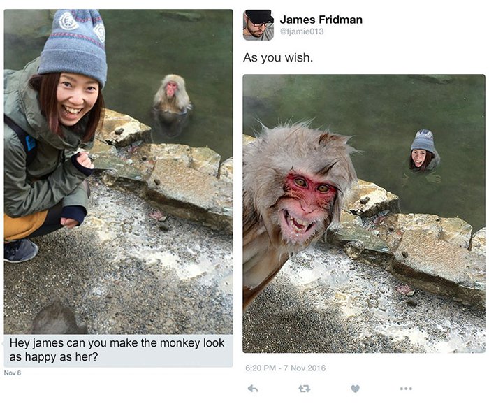 james fridman photoshop requests happy monkey