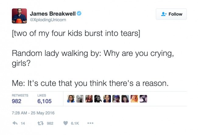 parenting tweets why are you crying